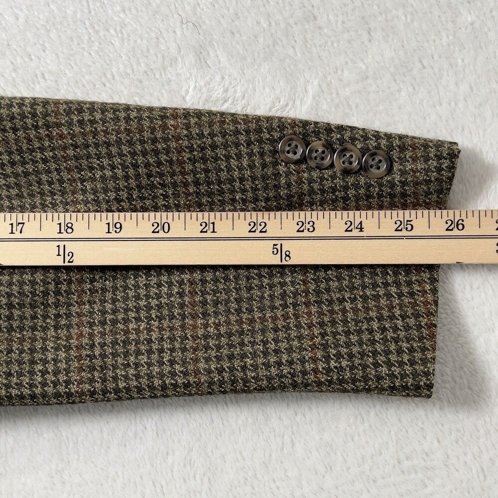 Tommy Hilfiger Houndstooth Tweed Blazer Jacket Mens Sz 42L Olive 2 Button Vtg - Picture 16 of 16